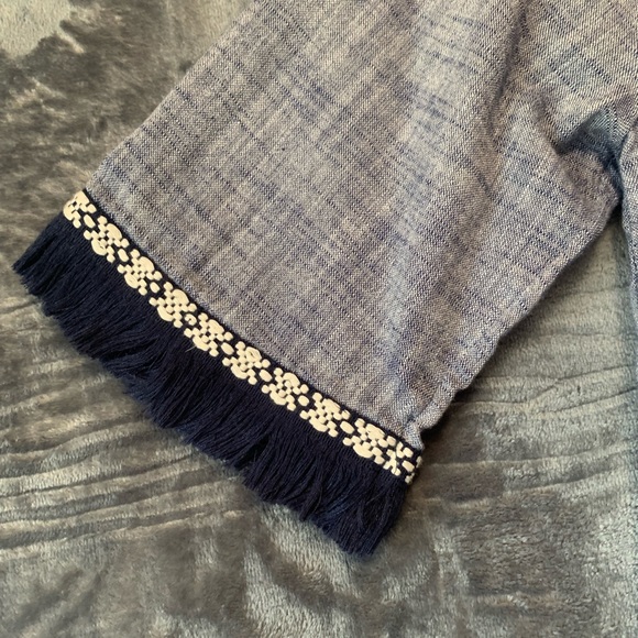 Style & Co Linen Shift Dress Blue/Gray Small Tassels Boho Knee Length - Picture 5 of 10